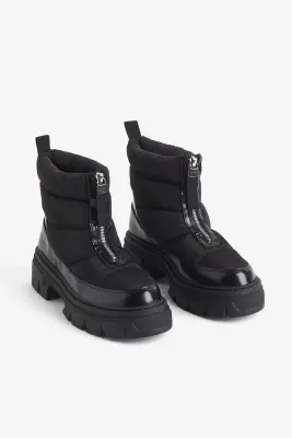 Bottines matelassées et chaudement doublées - Noir — photo 1