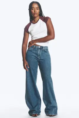 Jean jambe large taille mi-haute Paz - Pony Blue - Bleu moyen — photo 1