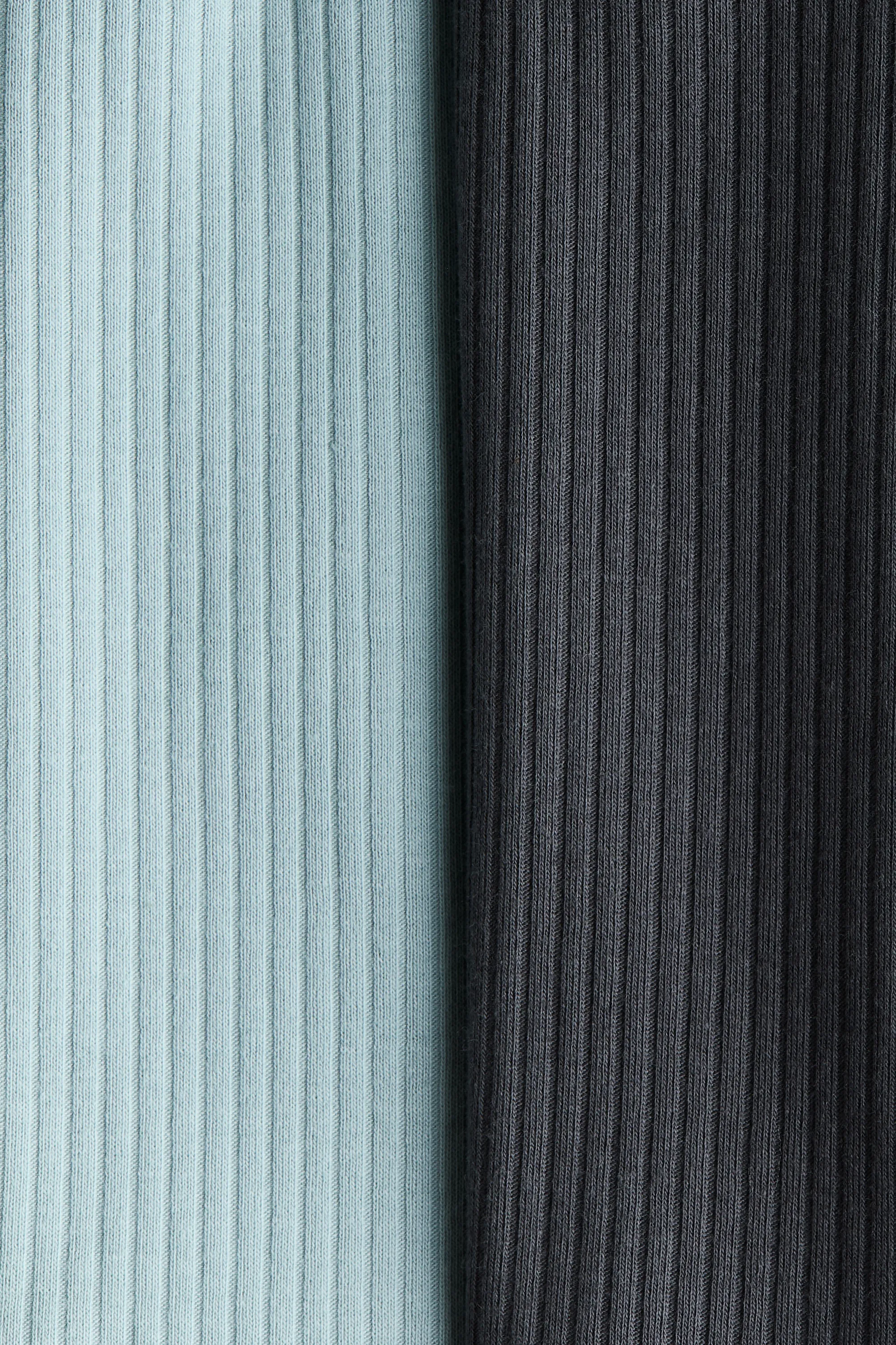Lot de 2 T-shirts en coton avec col tunisien - Turquoise clair/gris foncé