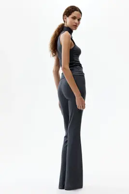 Pantalon évasé en jersey - Gris foncé chiné — photo 1