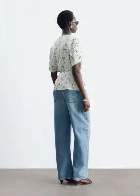 Blouse à taille torsadée - Gris/Motif fleuri — photo 5