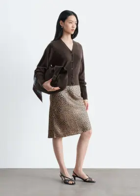 Jupe en satin à imprimé léopard - Beige/Imprimé léopard — photo 4