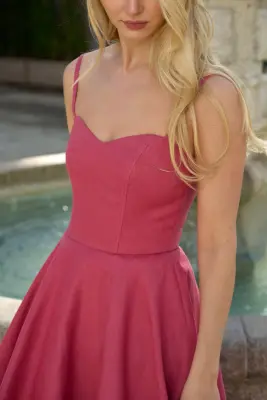 Bardot Linen Dress - Rose — photo 3