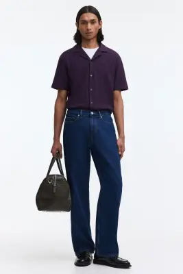 Chemise Regular Fit avec col cubain - Violet foncé — photo 2