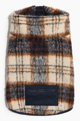 Manteau pour chien en tissu Teddy bear - Beige clair/carreaux — photo 4