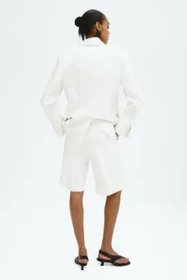 Short Bermuda en lin mélangé - Blanc — photo 2