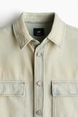 Chemise Oversized Fit en denim - Crème — photo 2