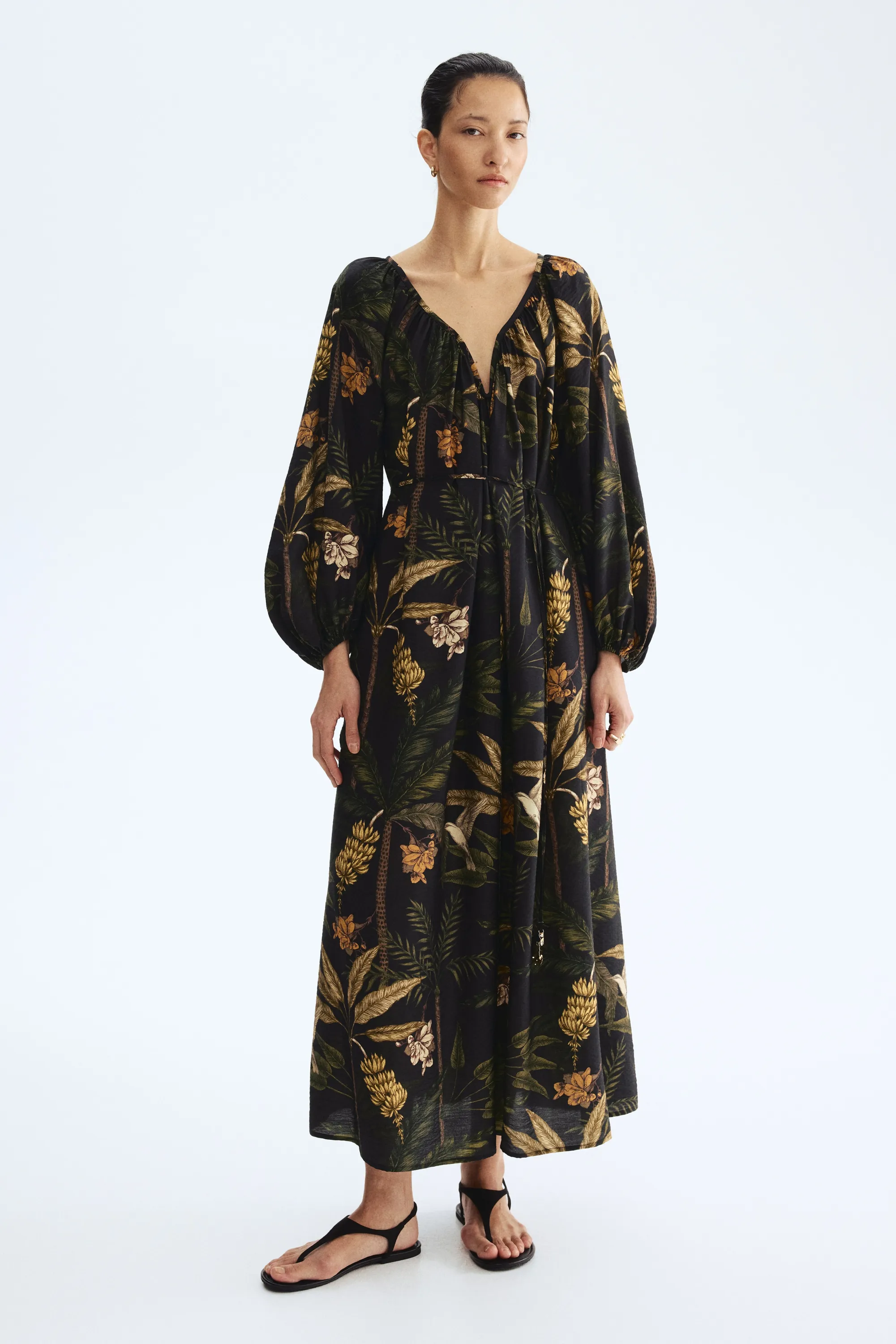 Robe tunique oversize - Noir/fleuri