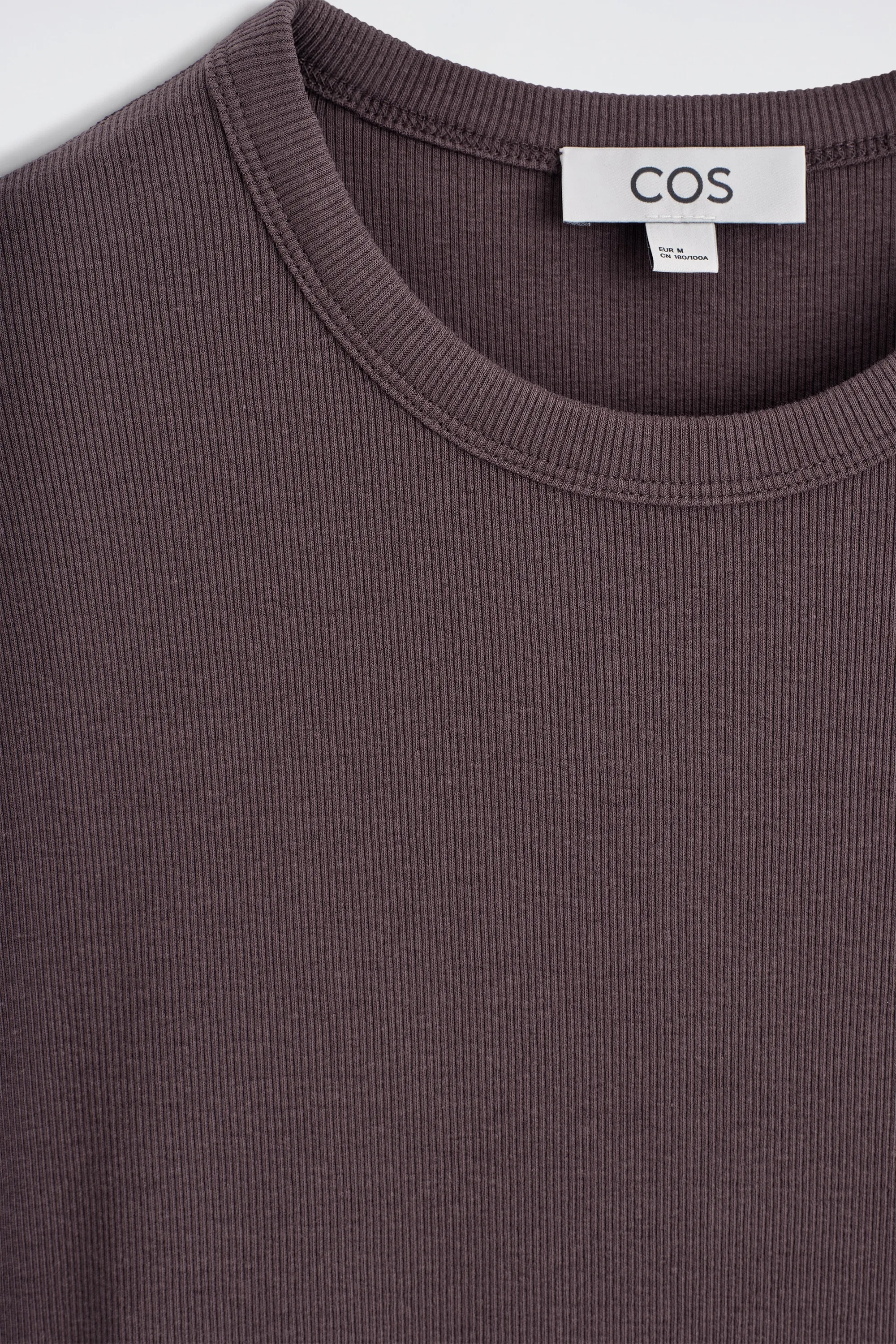 T-SHIRT SLIM EN COTON CÔTELÉ - BRUN