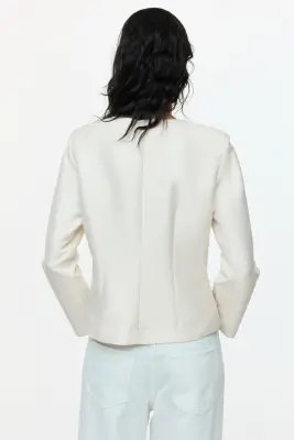 Blazer à encolure carrée - Beige clair — photo 2