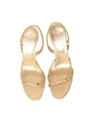 Sandales à talon stiletto en cuir doré bride tressée Prix boutique 650€ Taille 41 — photo 4