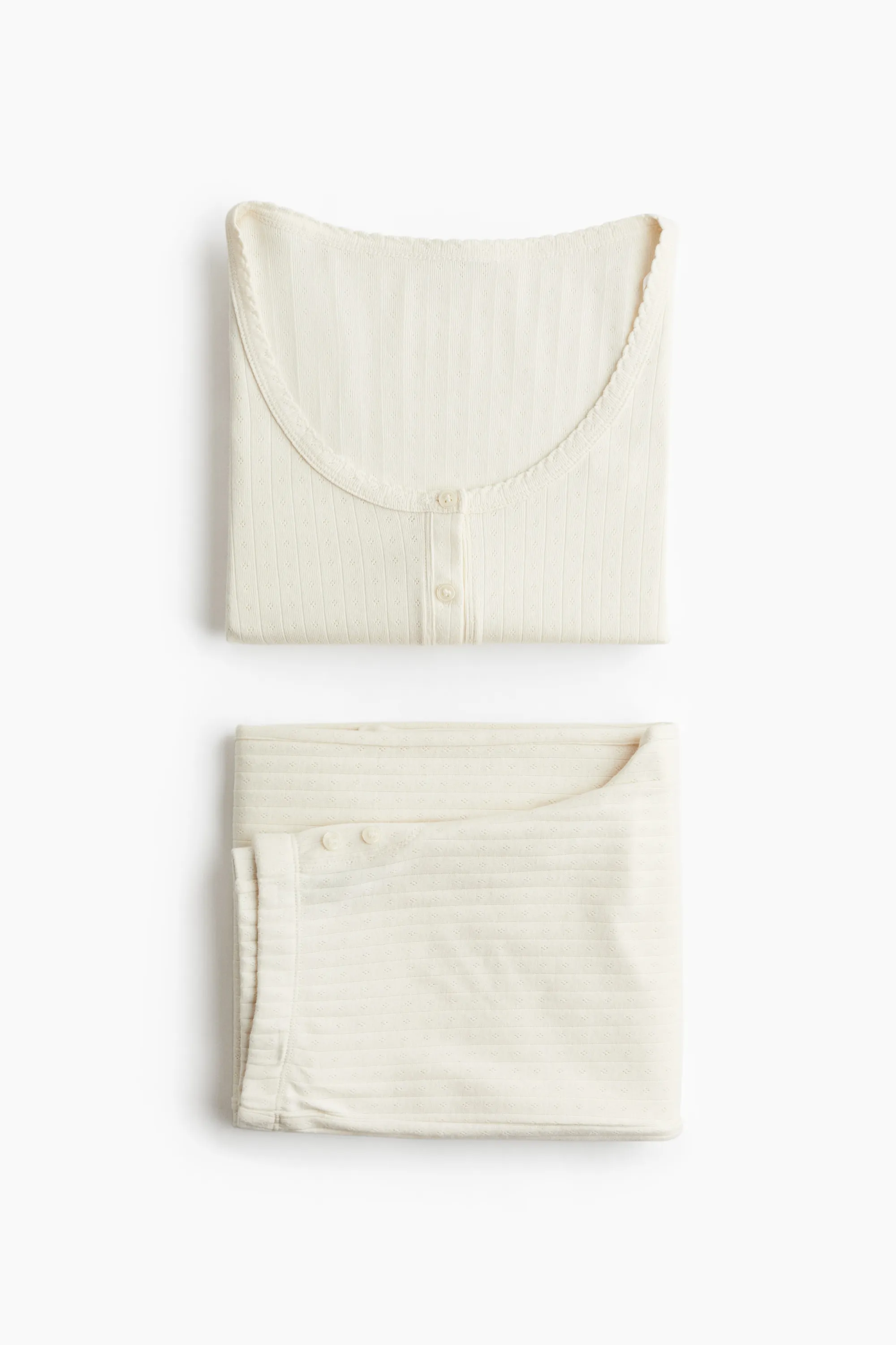 Pyjama en pointelle de coton - Crème