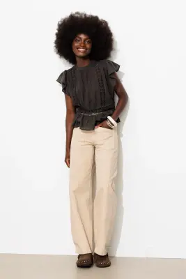 Blouse en cotonnade & guipures — photo 3