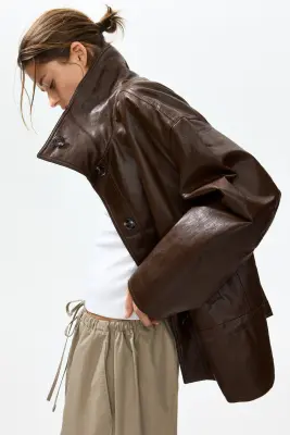 Veste péplum oversize - Marron foncé — photo 2