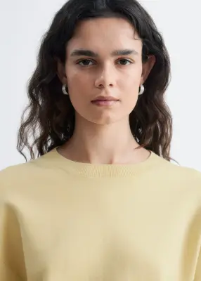 Pull en maille à finitions côtelées - Couleur crème — photo 4