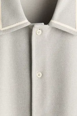 Chemise texturée Relaxed Fit - Grège clair — photo 4
