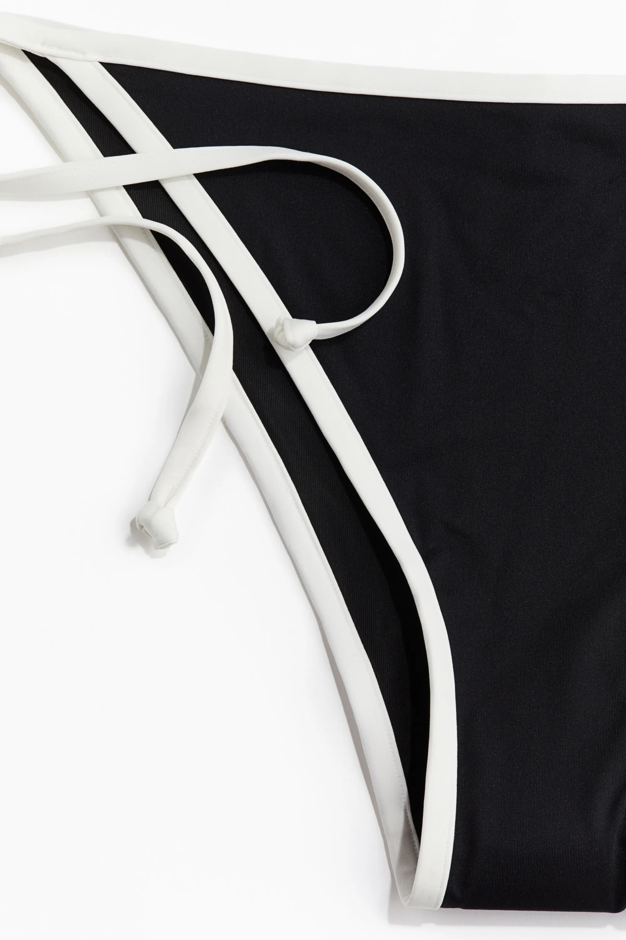 Bas de maillot Tanga à nouer - Noir/blanc