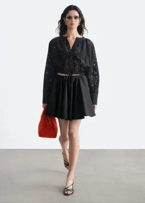 Blouse en dentelle - Noir — photo 1