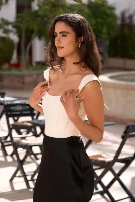 Jeanette Linen Corset Top - Cream — photo 8