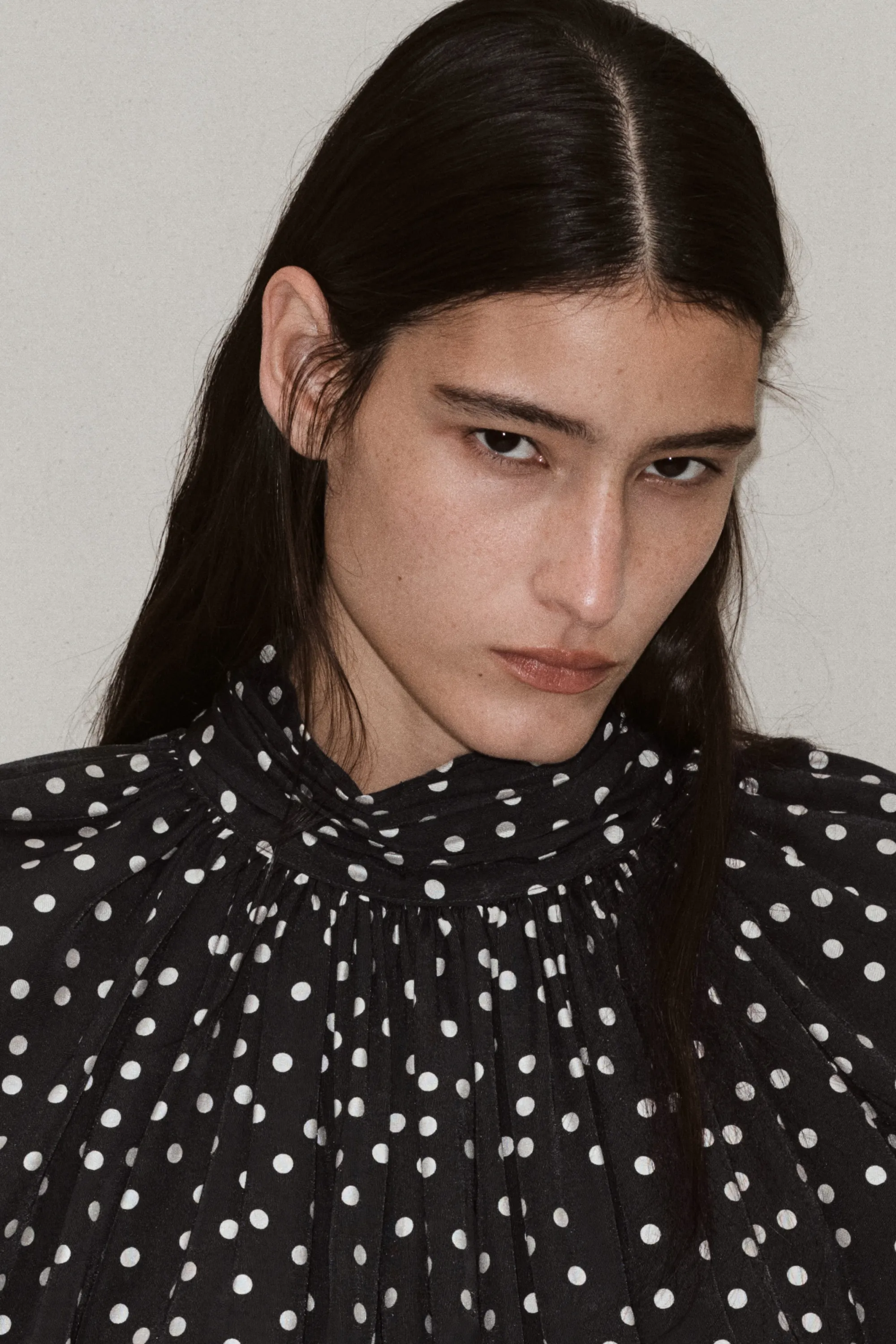 Blouse à manches ballon - Noir/pois