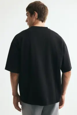 T-shirt Oversized Fit en interlock - Noir — photo 3