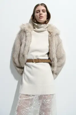 Ceinture en cuir velours - Taupe foncé — photo 1