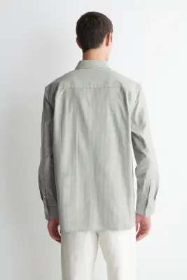 CHEMISE OXFORD EN COTON - VERT / BLANC / RAYÉ — photo 4