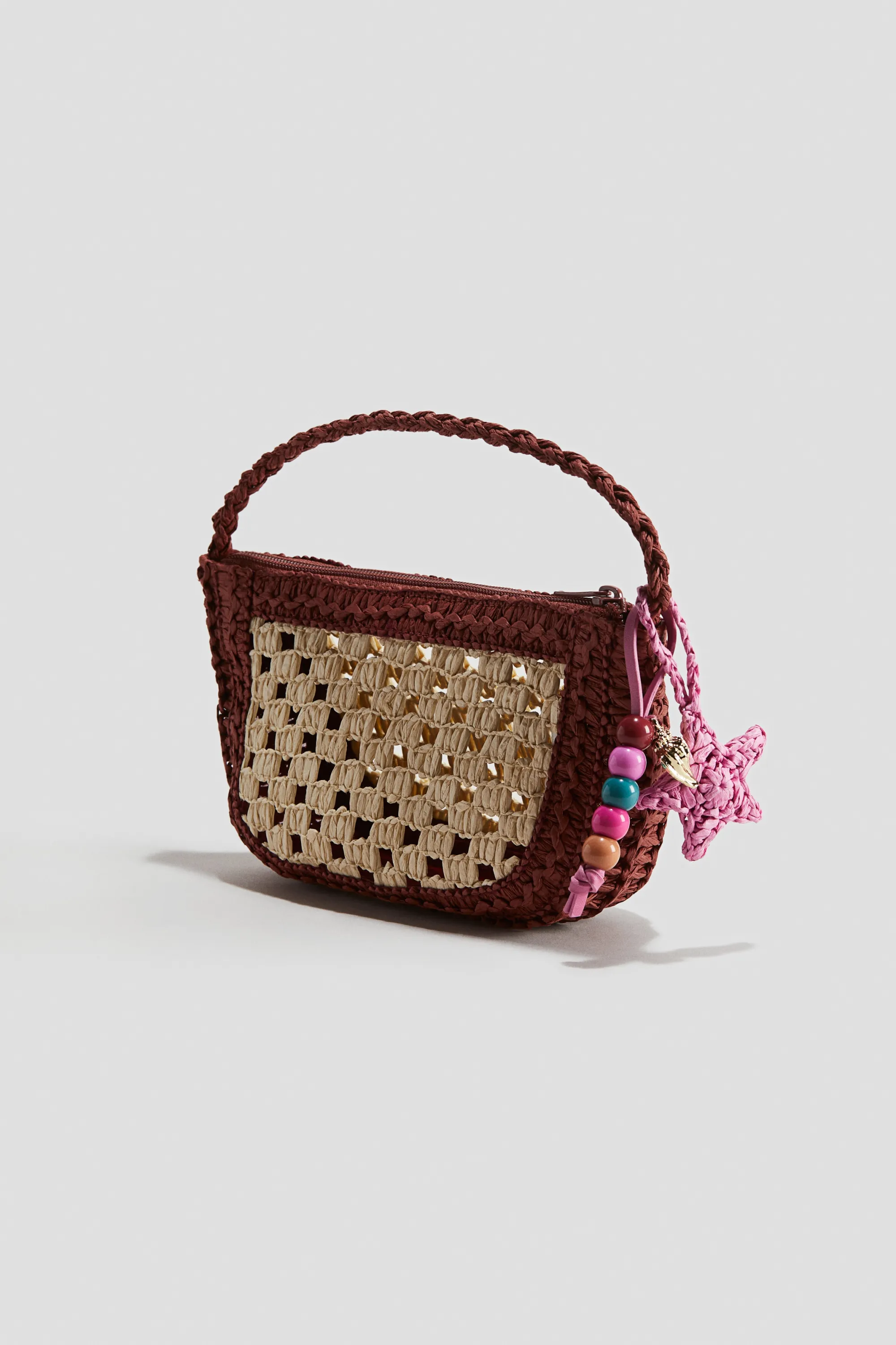 Sac à main en paille - Beige/rouge rouille