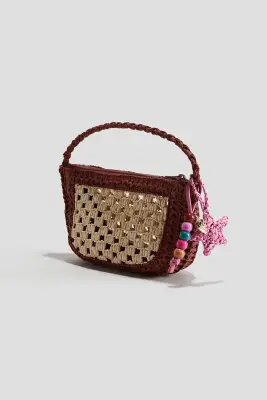 Sac à main en paille - Beige/rouge rouille — photo 1