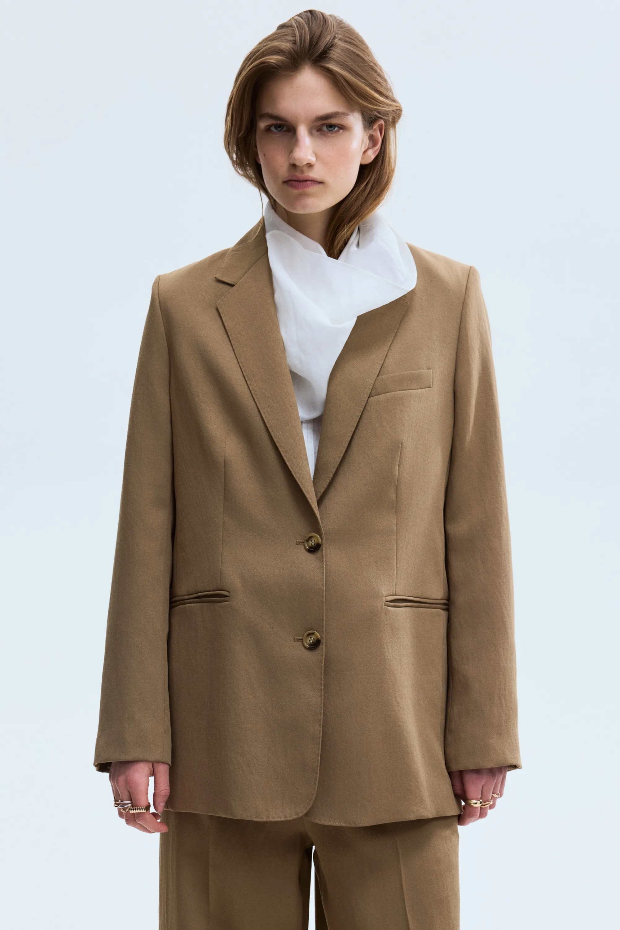 Blazer à fermeture droite - Beige foncé