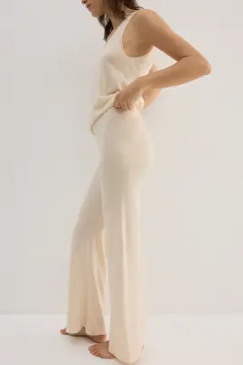 Pantalon en maille fine - Beige clair — photo 2