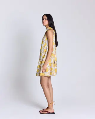 Robe Elisabeth imprimé Liberty tournesols jaune — photo 3
