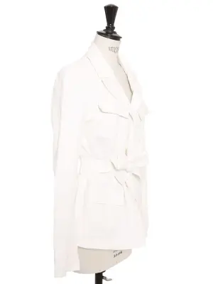 Veste saharienne ceinturée en coton blanc Prix boutique 350€ Taille 38 — photo 4