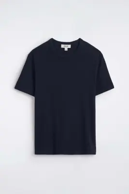 T-SHIRT SLIM EN COTON CÔTELÉ - BLEU MARINE — photo 5