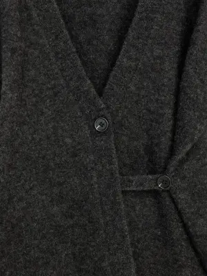 Cardigan en mélange de laine et d'alpaga - Gris foncé — photo 5