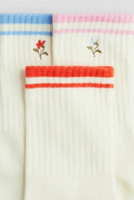 Lot de 5 paires de chaussettes - Crème/fleur — photo 1
