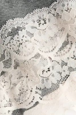 Lot de 2 culottes Hipster avec dentelle - Gris chiné/crème — photo 3
