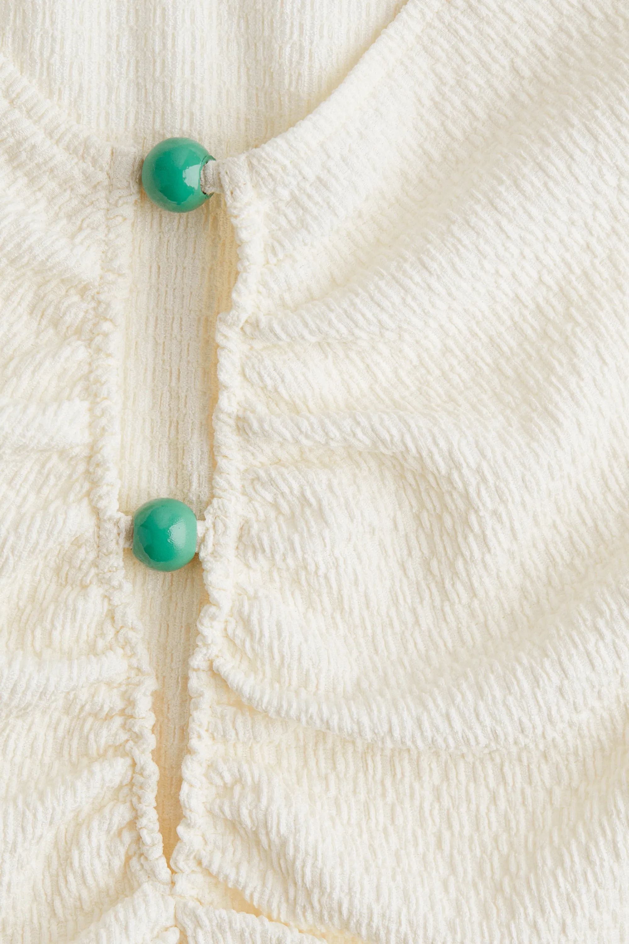 Top ruché avec perles fantaisie - Crème