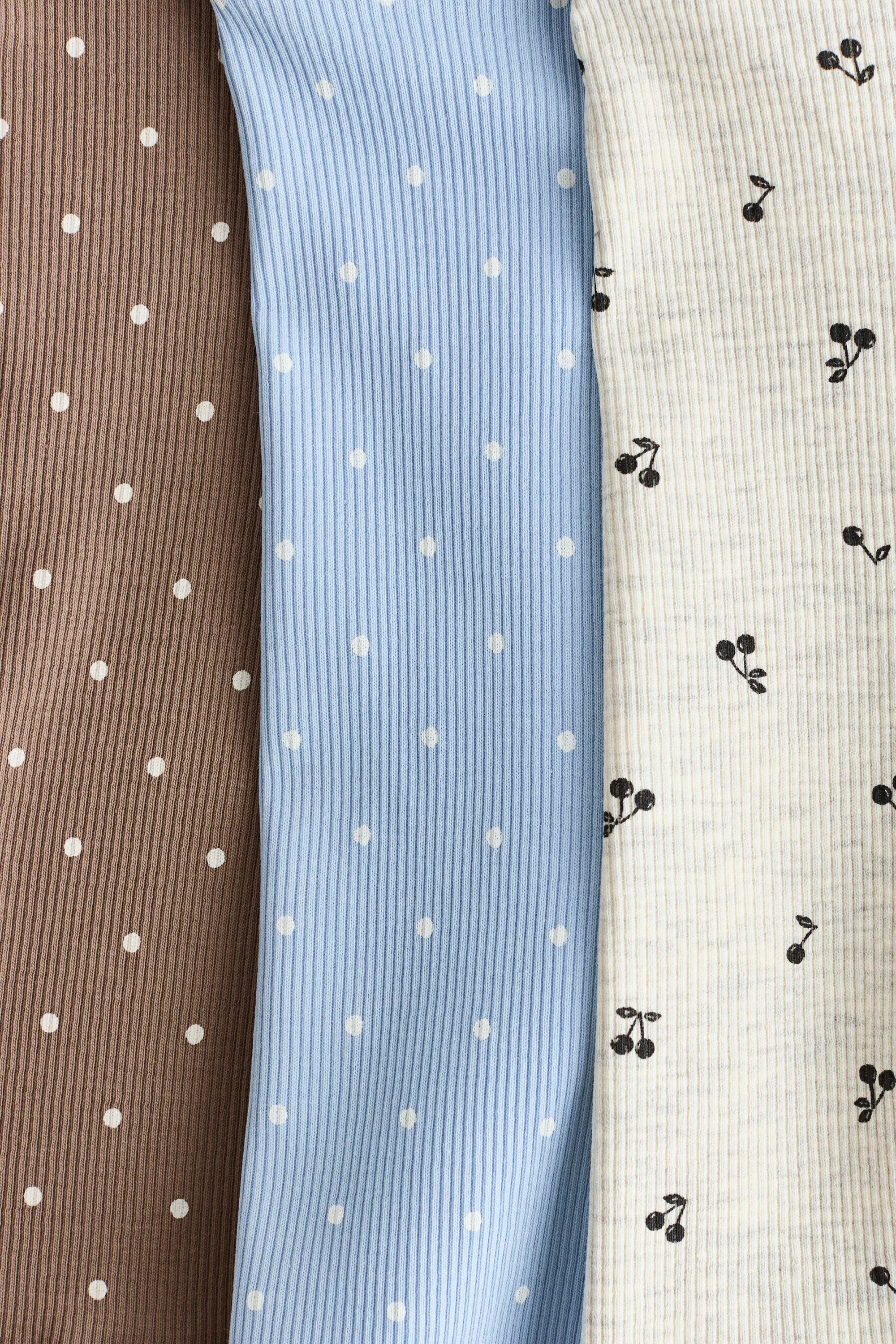 Lot de 3 shorts cycliste côtelés - Beige clair chiné/bleu clair