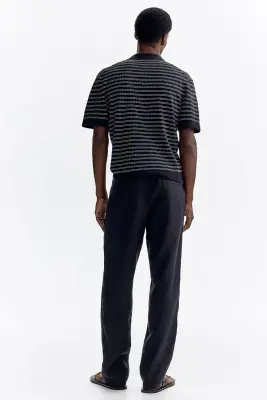 Pantalon Regular Fit en lin - Black — photo 3
