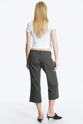 Pantalon de tailleur capri évasé - Fines rayures gris foncé chiné — photo 3