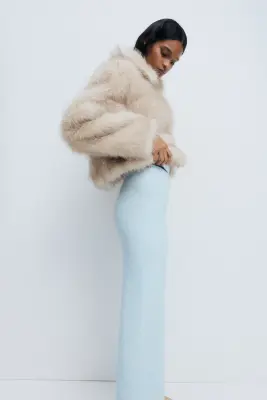Pantalon en maille avec taille élastique - Bleu clair chiné — photo 2