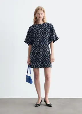Robe courte à sequins - Bleu foncé/Argenté — photo 2