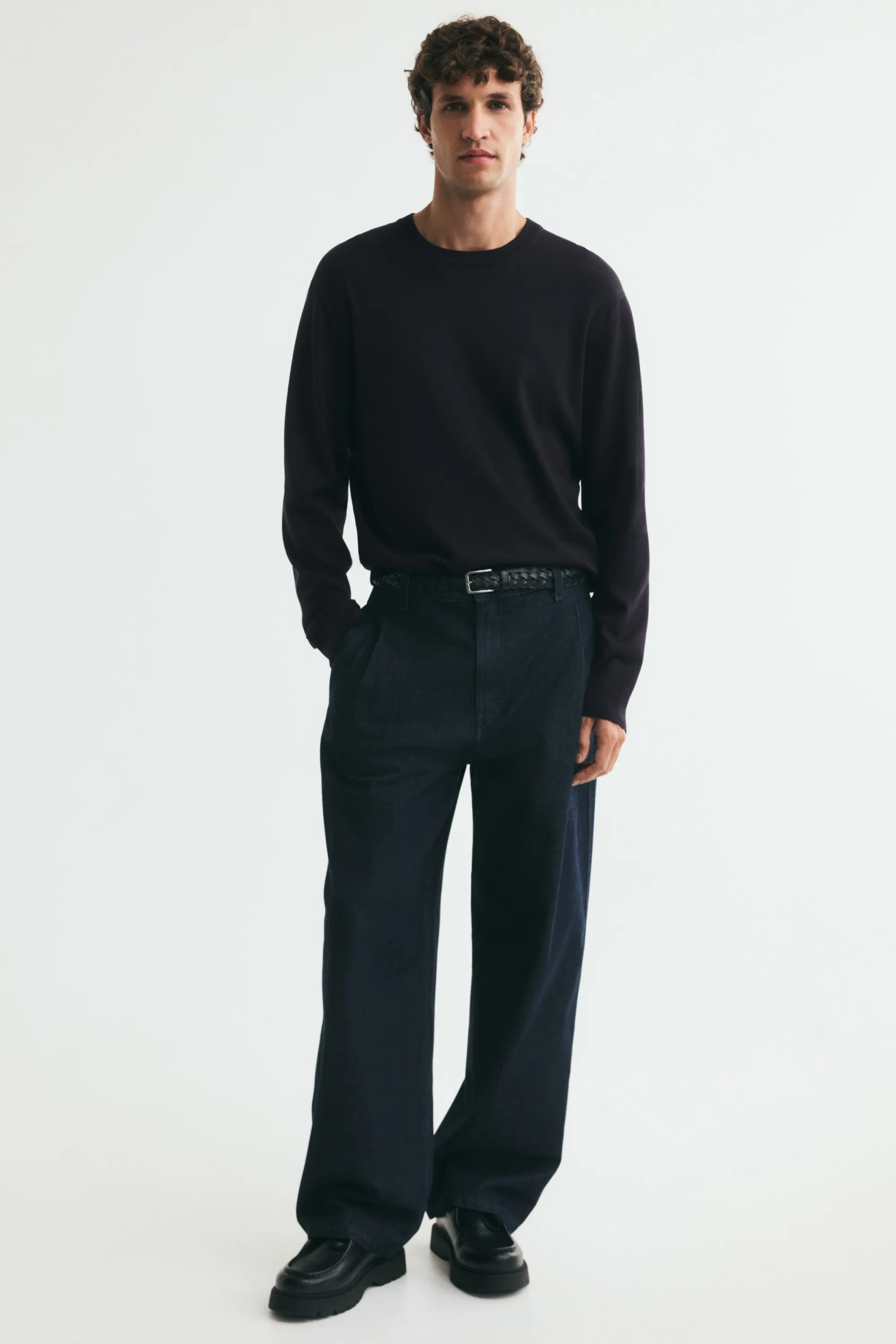 Pull Regular Fit en maille fine - Bleu marine