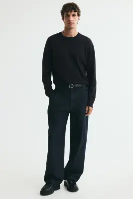 Pull Regular Fit en maille fine - Bleu marine — photo 1