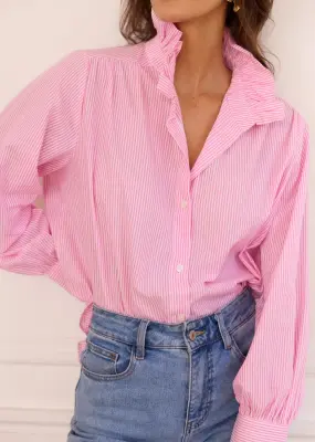Chemise Assia - Rayé Rose Blanc — photo 4