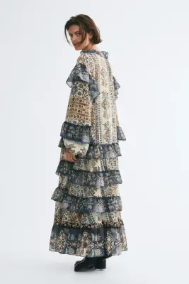 Robe tunique volantée - Bleu foncé/motif — photo 2