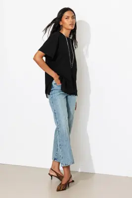 T-shirt détail dentelle Femme — photo 3