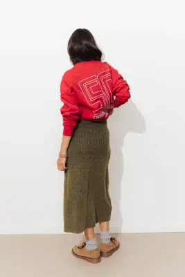 Jupe midi en maille côtelée — photo 4