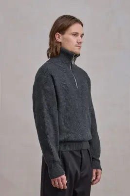 Sailor Sweator - Laine d'agneau Gris Chiné Anthracite — photo 4